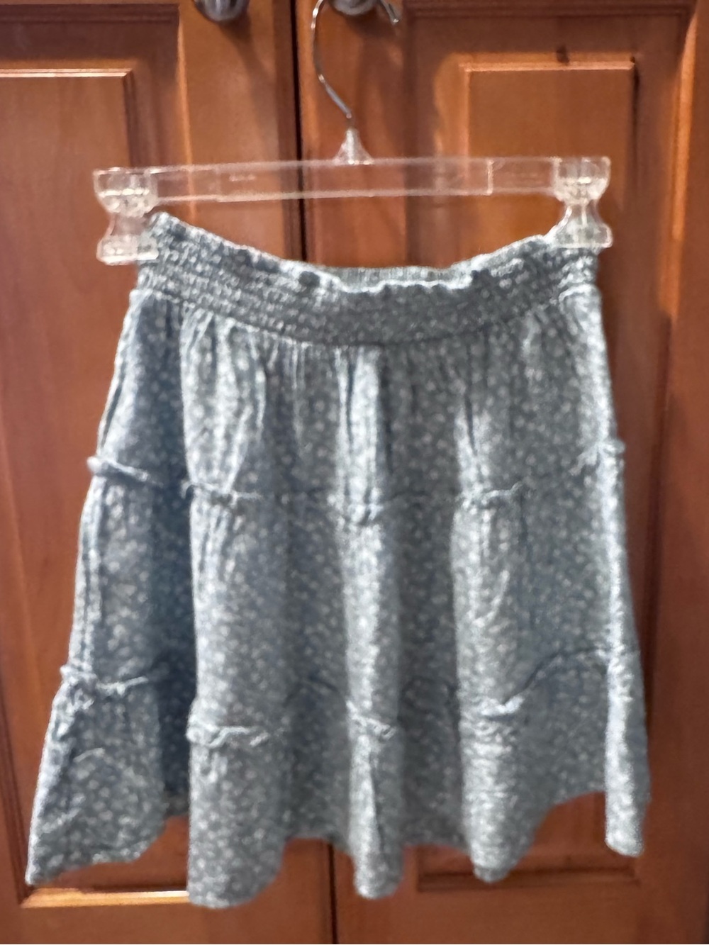 Hollister Dusty green Tiered Micro-Print A-Line Skirt
